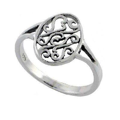 #ad Sterling Silver Celtic Design Oval Ring $14.99