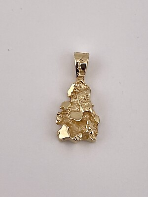 #ad Beautiful 14k Pure Yellow Gold Solid Nugget Pendant 3g 3 4” $299.00