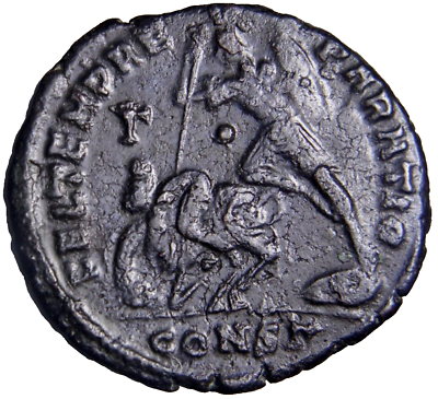 #ad DRAMATIC DETAILS CONSTANTIUS II 337 361 . Follis Spearing War Roman Coin w COA $77.00