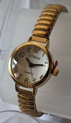 #ad Vintage Style Simple Petit Citron Ladies Gold Tone Expandable 20mm Quartz Watch GBP 11.99