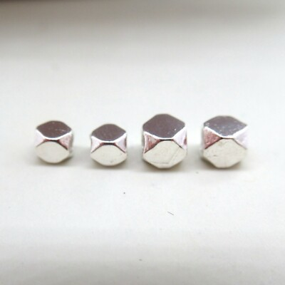#ad 925 Sterling Silver Faceted Polygon Spacer Beads DIY For Bracelet Necklace $5.94