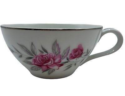 #ad Rosealinda Tea Cup Fine China Japan Roses Silver Trim Gambles Import Table Decor $6.99