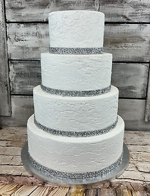 #ad Wedding Cake 4 Tier Fake White Cake Photo Prop Textured Wedding Cake With Trim $149.99