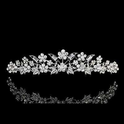#ad Handmade Bridal Floral Rhinestone Crystal Prom Wedding Crown Tiara 7975 $17.99