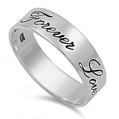 #ad Forever Love Script Engraved Wedding Ring .925 Sterling Silver Band Sizes 4 13 $16.69