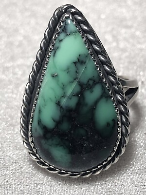 #ad Southwestern Natural Variscite Ring Turquoise’s sister Sterling Size 7.5 $74.95