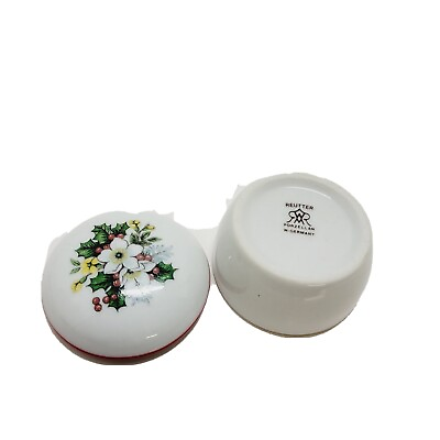 #ad Reutter Porzellan W Germany Floral White Round Jewelry Trinket Box with Lid $23.99