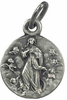#ad Vintage Catholic Ascension Of Mary Santa Cruz Small Silver Tone Religious Medal $9.99