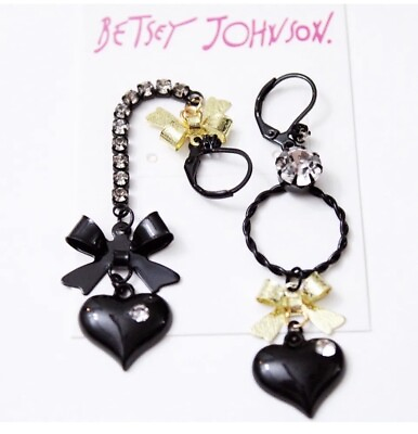 #ad Betsey Johnson Cute Enamel Mis Matched Heart Earrings $19.99