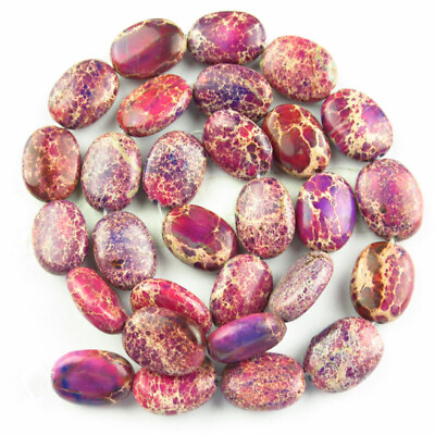 #ad 1Strand 14x10x5mm Purple Sea Sediment Jasper Oval Loose Beads 15.5 quot;SJ98880 $14.81