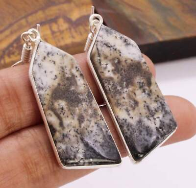 #ad Dendrite Opal 925 Silver Plated Handmade Earrings of 2quot; $3.59