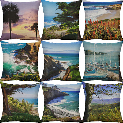 #ad Sea Beach Cotton Linen Sofa Waist Cushion Cover Pillow Case Home Decor $3.87