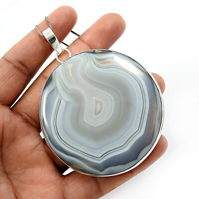#ad Natural Striped Onyx Gemstone Pendant Ethnic 925 Sterling Silver Jewelry K6 C $236.42
