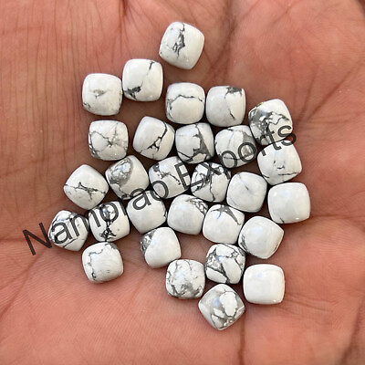 #ad Natural White Howlite Cushion 6 mm to 20 mm Cabochon Loose Gemstone Lot $10.15