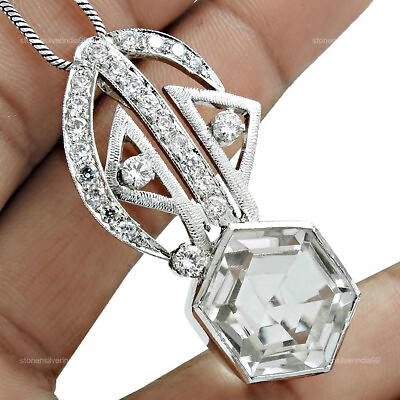 #ad Wedding Gift For Her 925 Silver Natural Crystal Gemstone Pendant Tribal P57 $51.42