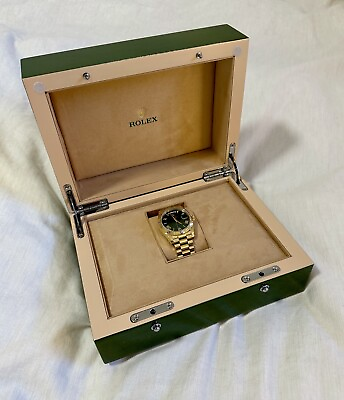 #ad Rolex Watch Box Case Storage Watch Green Datejust Display FAST PRIORITY SHIPPING $249.99
