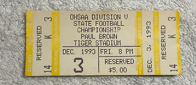 #ad Vintage 1993 OHSAA Division V State Football Championship Ticket Massillon OH $7.95