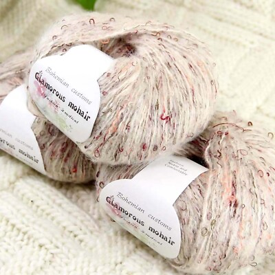 #ad Sale Lot 3BallsX50gr Fluffy Soft Mohair Rugs Shawl Hand Knit Crochet Yarn 01 $13.93