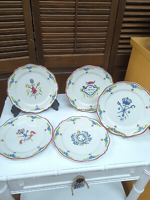 #ad Antique Saint Armand Faience Plate Bastille Day Hand painted 1930s plates French $130.00
