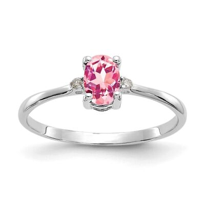 #ad 14k White Gold Diamond and Pink Tourmaline Ring 1.14g $224.00