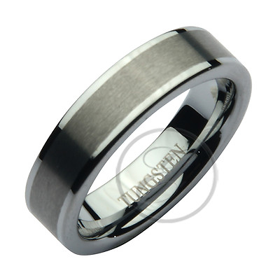 #ad 6mm Nickel Free Tungsten Two Tone Matt amp; Polished Wedding Ring GBP 59.99