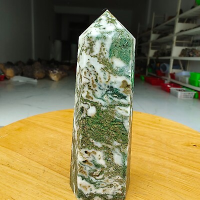 #ad 350g Natural aquatic agate column Obelisk crystal stick point healing stone V972 $34.70