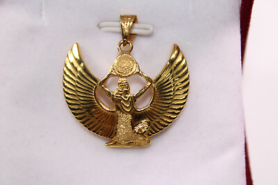 #ad Egyptian Handmade Queen Isis Wings Gold 18K Pendant Pharaonic Water Jar $966.15