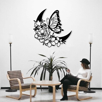 #ad Butterfly with Flower Metal Signs Moon Housewarming Wall Hangings Decor $119.95