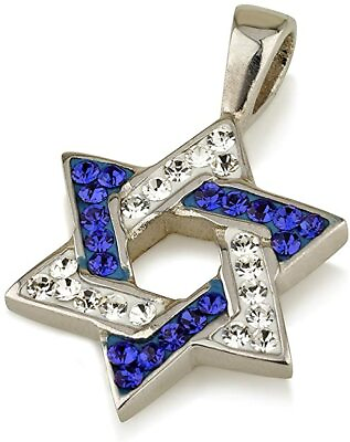 #ad #ad Star of David Pendant With Whiteamp;Blue Gemstone amp; 925 Sterling Silver Necklace $40.17