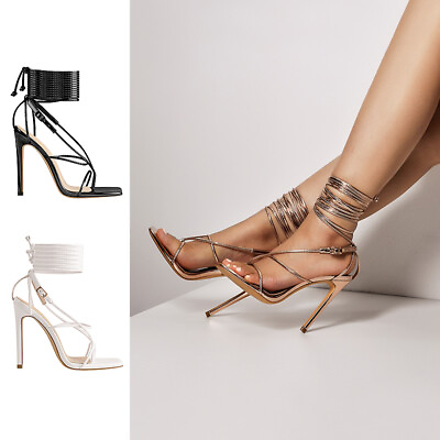 #ad Onlymaker Women#x27;s Fashion Lace up High Heel Sandals Ankle Strap Stilettos Pumps $65.99