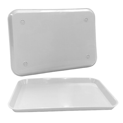#ad Plastic Eating Food Serving Tray for Cafeteria Lunch Kids 13.25quot; x 9.75quot; White $5.99
