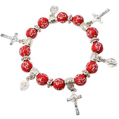 #ad 2 Charm Bracelet Disciples Christ 12 Crosses red Crucifix catholic Rosary $55.00