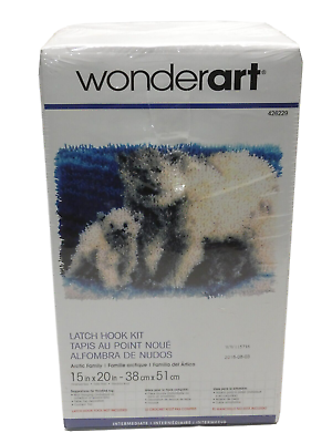 #ad WonderArt Latch Hook Kit Arctic Family Polar Bears 426227 15x20quot; Craft Brand New $18.99