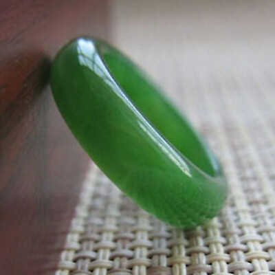 #ad Mens Womens Natural Genuine Real Green Jade Band Ring Size 6 13 $5.39