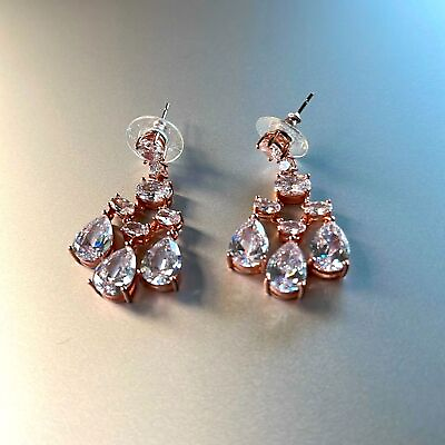 #ad Sparkly mini chandelier earrings rose gold color stud post $24.00