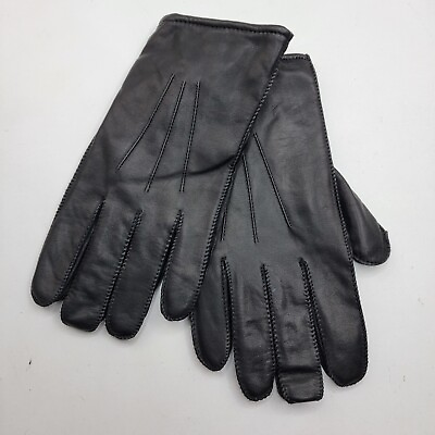 #ad New Black Genuine Leather Gloves Knit Lined Insulated Size XL $8.96