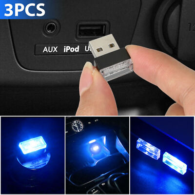 #ad #ad 3x Mini Blue LED USB Car Interior Light Neon Atmosphere Ambient Lamp Accessories $5.99