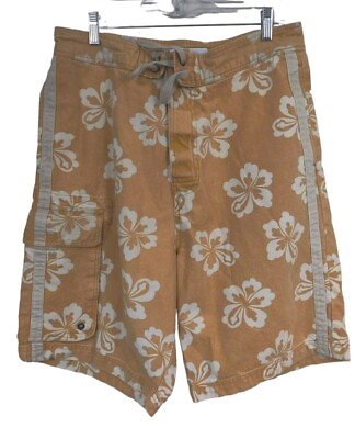 #ad Vintage Arizona Jean Co. Yellow Hawaiian Denim Shorts Men#x27;s 32 $25.00