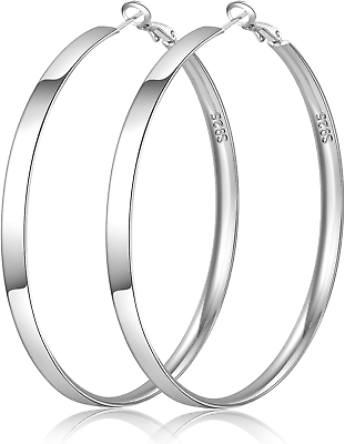 #ad Large Silver Hoop Earrings for Women Hypoallergenic 14K Real Gold Plated Hoops E $37.99