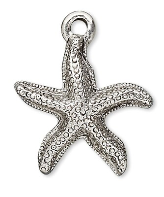 #ad 4 Antiqued Silver Pewter 20x17mm StarFish Charms $6.99