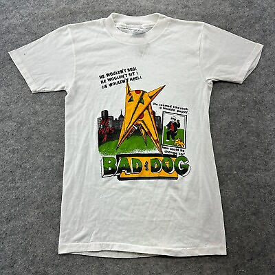 #ad VINTAGE American Bad Dog Shirt Mens S White He Wouldn#x27;t Beg Skater Champion 90s $39.95