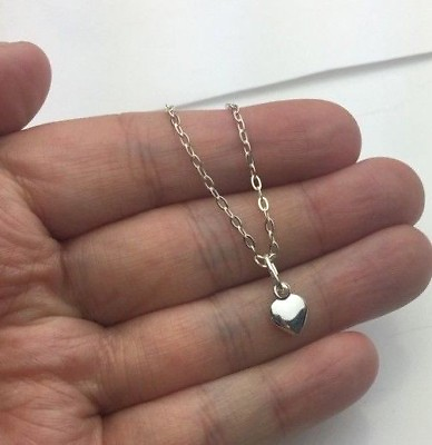 #ad TINY PUFF HEART 925 Sterling Silver Charm Pendant Bracelet Anklet Necklace $10.29