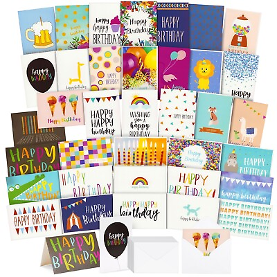 #ad #ad 144 Pack Happy Birthday Cards in 36 Designs Blank Inside with Envelopes 4x6 In $25.99