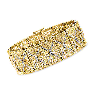 #ad 1.00 ct. t.w. Diamond Art Deco Style Bracelet in 18kt Gold Over Sterling $495.00
