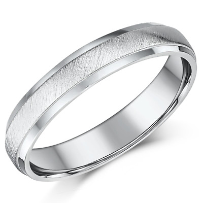 #ad Sterling Silver Wedding Ring Matt amp; Polished 4mm Band Hallmarked 925 Sizes H Z5 $65.51