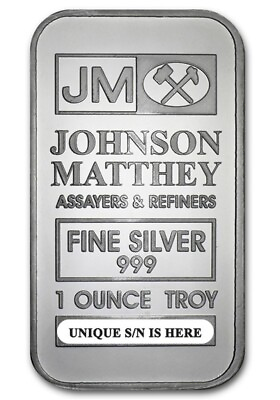 #ad Johnson Matthey Assayers amp; Refiners 1 oz .999 Fine Silver Bar Sealed $37.21