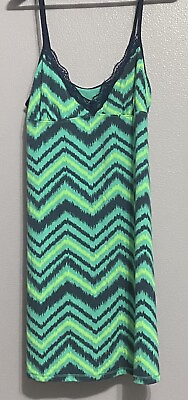 #ad Womens Sleepwear Nightie Size M Green Blue Lingerie Women’s Pajamas Lace Trim $11.50