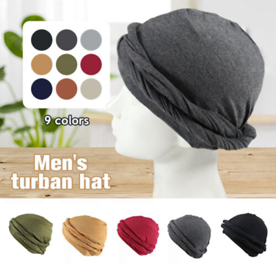 #ad Men Turban Head Wrap Satin Lined Head Scarf HaloTurban Hijab Hat Cap Cover $10.27