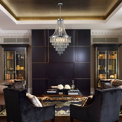 #ad Chromium color Crystal ChandeliersLarge Contemporary Luxury Ceiling Lighting $202.67