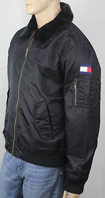 #ad Tommy Hilfiger Black Full Zip Bomber Jacket Coat Wind Water Resistant NWT $225 $151.99